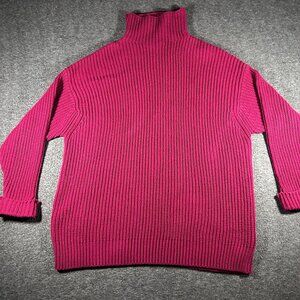 American Eagle Women’s M Oversized Chunky Knit Turtleneck Sweater Red Slouchy